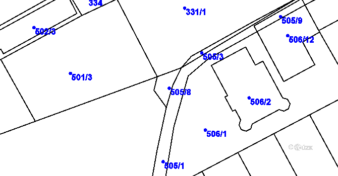 Parcela st. 505/8 v KÚ Ostrovačice, Katastrální mapa