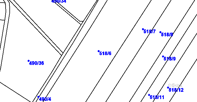 Parcela st. 518/6 v KÚ Ostrovačice, Katastrální mapa