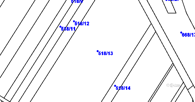 Parcela st. 518/13 v KÚ Ostrovačice, Katastrální mapa