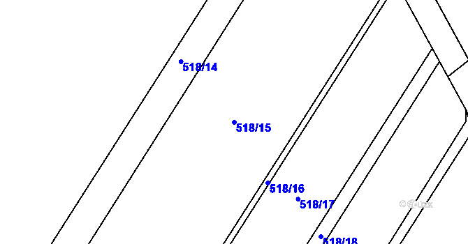 Parcela st. 518/15 v KÚ Ostrovačice, Katastrální mapa
