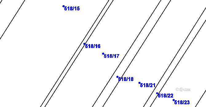 Parcela st. 518/17 v KÚ Ostrovačice, Katastrální mapa