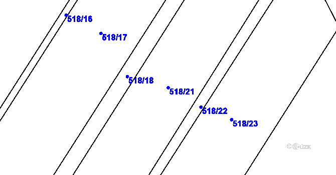 Parcela st. 518/21 v KÚ Ostrovačice, Katastrální mapa