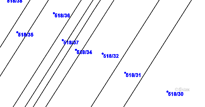 Parcela st. 518/32 v KÚ Ostrovačice, Katastrální mapa