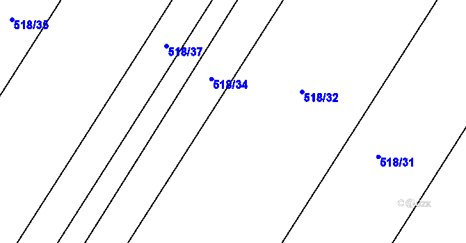 Parcela st. 518/33 v KÚ Ostrovačice, Katastrální mapa