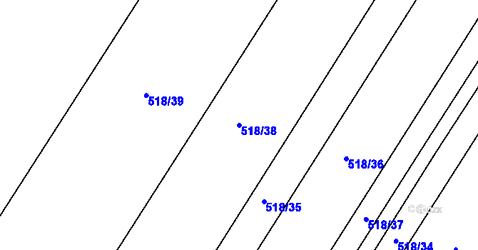 Parcela st. 518/38 v KÚ Ostrovačice, Katastrální mapa