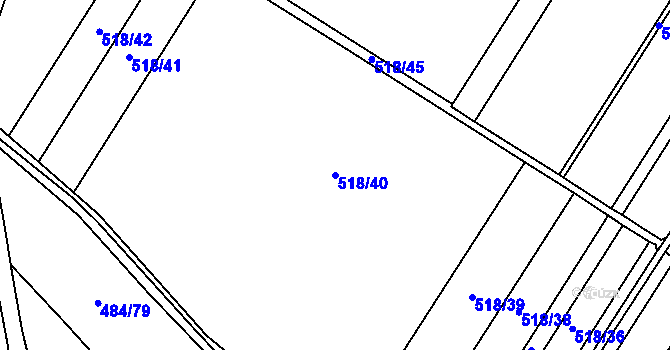 Parcela st. 518/40 v KÚ Ostrovačice, Katastrální mapa