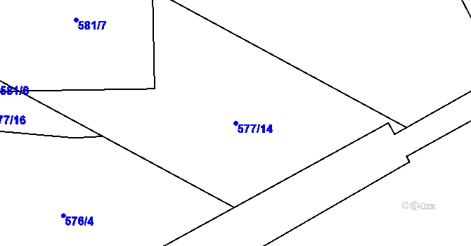 Parcela st. 577/14 v KÚ Ostrovačice, Katastrální mapa