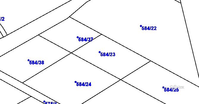 Parcela st. 584/23 v KÚ Ostrovačice, Katastrální mapa