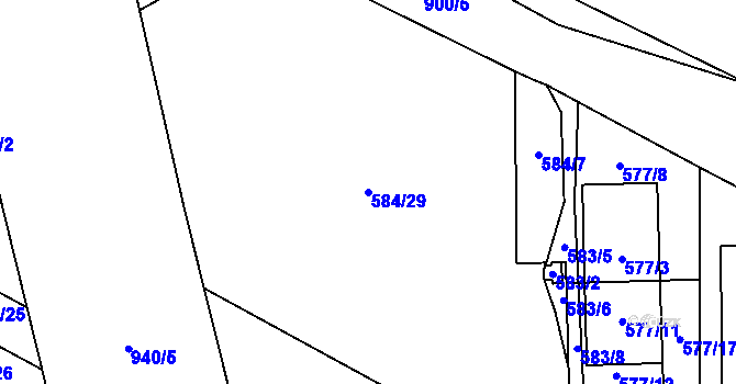 Parcela st. 584/29 v KÚ Ostrovačice, Katastrální mapa
