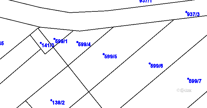 Parcela st. 599/5 v KÚ Ostrovačice, Katastrální mapa