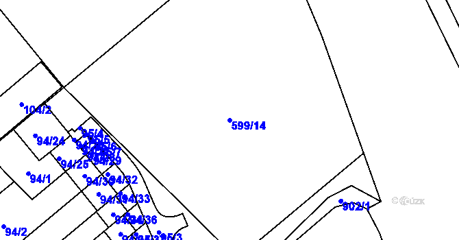 Parcela st. 599/14 v KÚ Ostrovačice, Katastrální mapa