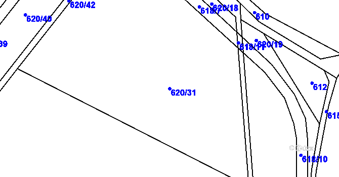 Parcela st. 620/31 v KÚ Ostrovačice, Katastrální mapa