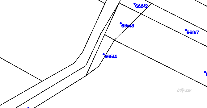 Parcela st. 665/4 v KÚ Ostrovačice, Katastrální mapa