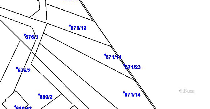 Parcela st. 671/11 v KÚ Ostrovačice, Katastrální mapa