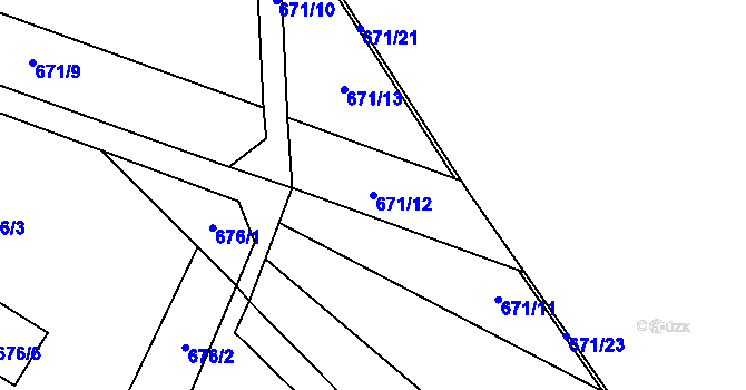Parcela st. 671/12 v KÚ Ostrovačice, Katastrální mapa