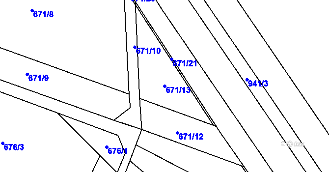 Parcela st. 671/13 v KÚ Ostrovačice, Katastrální mapa