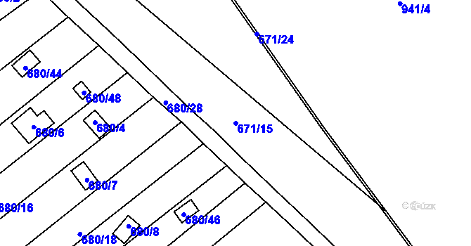 Parcela st. 671/15 v KÚ Ostrovačice, Katastrální mapa