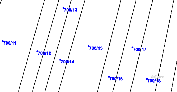 Parcela st. 700/15 v KÚ Ostrovačice, Katastrální mapa