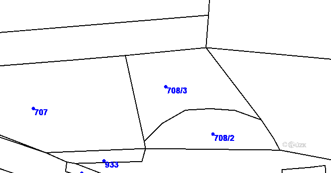 Parcela st. 708/3 v KÚ Ostrovačice, Katastrální mapa
