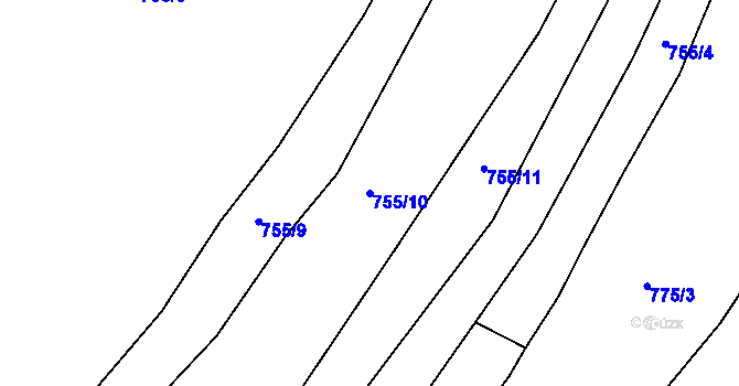 Parcela st. 755/10 v KÚ Ostrovačice, Katastrální mapa