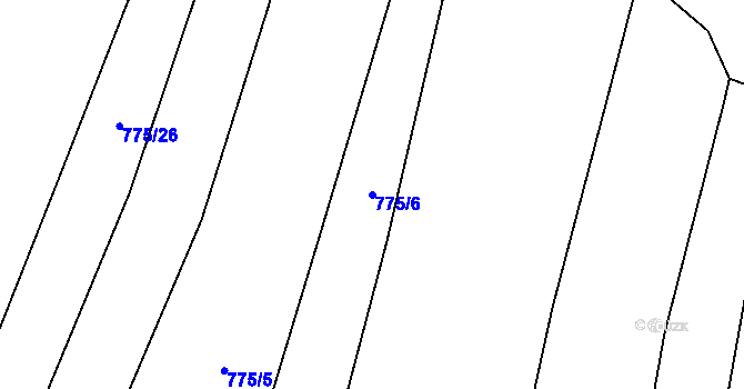 Parcela st. 775/6 v KÚ Ostrovačice, Katastrální mapa