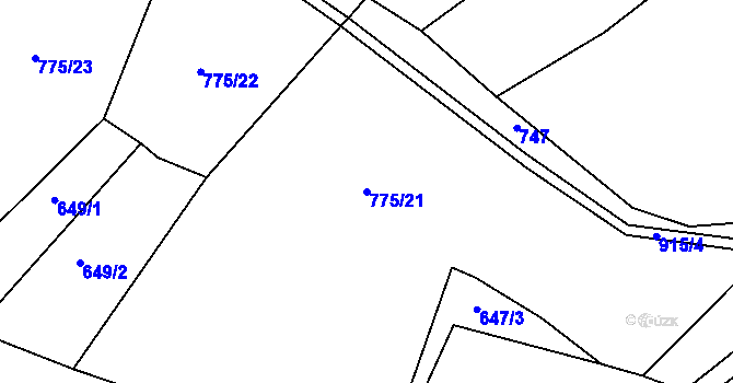 Parcela st. 775/21 v KÚ Ostrovačice, Katastrální mapa