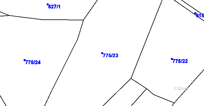 Parcela st. 775/23 v KÚ Ostrovačice, Katastrální mapa