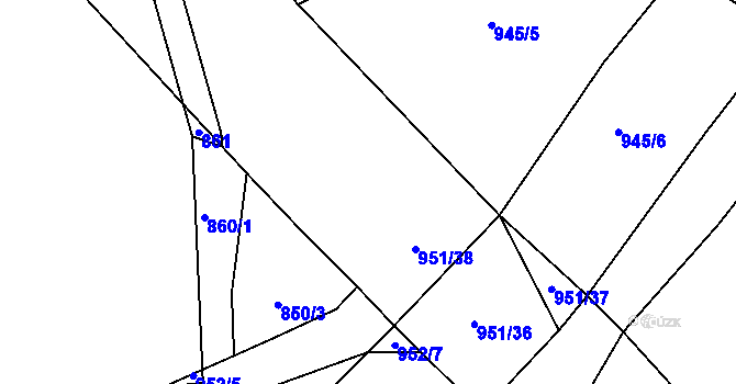 Parcela st. 951/39 v KÚ Ostrovačice, Katastrální mapa
