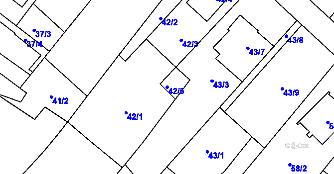 Parcela st. 42/5 v KÚ Ostrovačice, Katastrální mapa