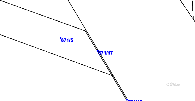 Parcela st. 671/17 v KÚ Ostrovačice, Katastrální mapa