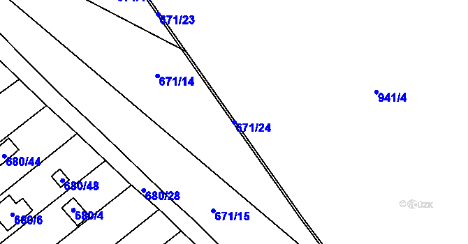 Parcela st. 671/24 v KÚ Ostrovačice, Katastrální mapa