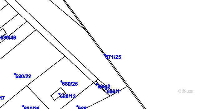 Parcela st. 671/25 v KÚ Ostrovačice, Katastrální mapa