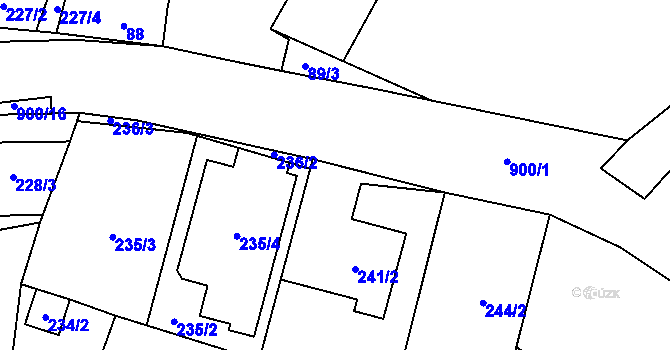 Parcela st. 236/1 v KÚ Ostrovačice, Katastrální mapa
