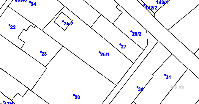 Parcela st. 25/1 v KÚ Ostrovačice, Katastrální mapa