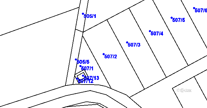 Parcela st. 507/2 v KÚ Ostrovačice, Katastrální mapa