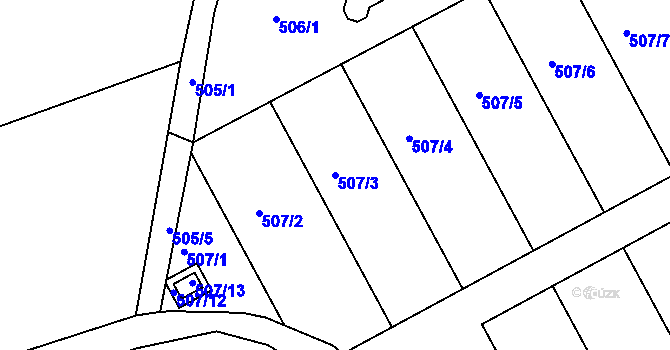 Parcela st. 507/3 v KÚ Ostrovačice, Katastrální mapa