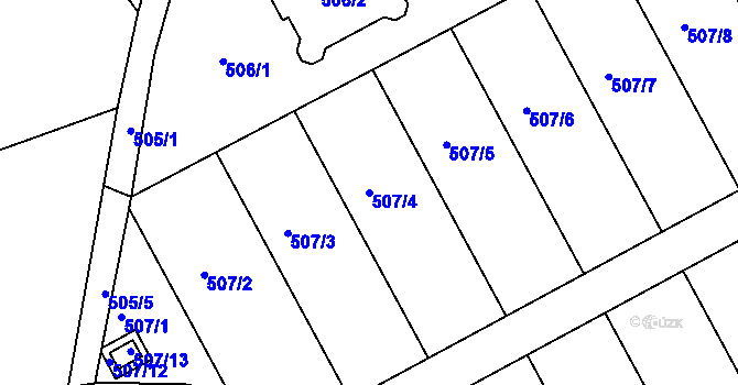 Parcela st. 507/4 v KÚ Ostrovačice, Katastrální mapa