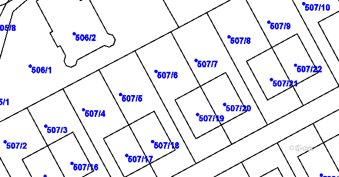 Parcela st. 507/6 v KÚ Ostrovačice, Katastrální mapa