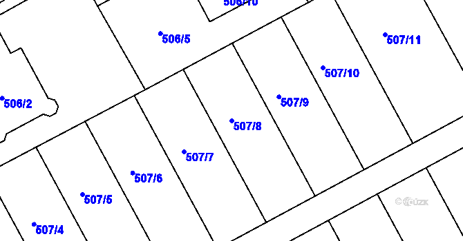 Parcela st. 507/8 v KÚ Ostrovačice, Katastrální mapa