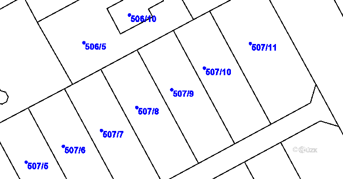 Parcela st. 507/9 v KÚ Ostrovačice, Katastrální mapa