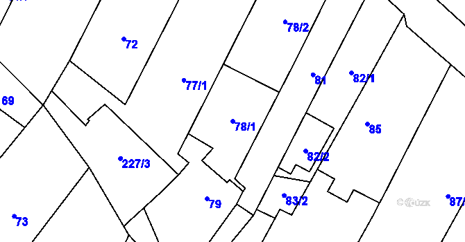 Parcela st. 78/1 v KÚ Ostrovačice, Katastrální mapa