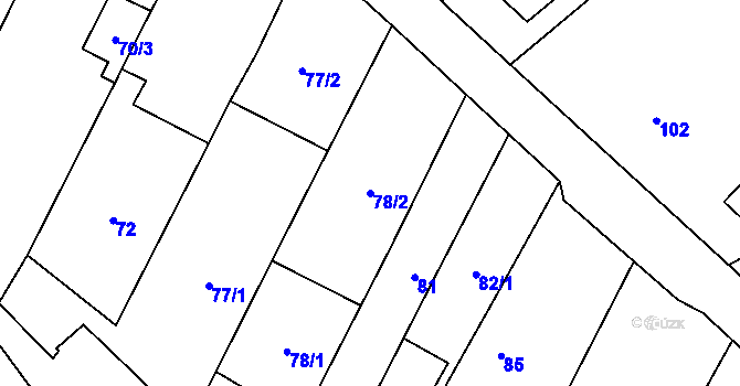 Parcela st. 78/2 v KÚ Ostrovačice, Katastrální mapa