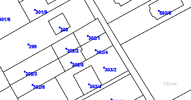 Parcela st. 302/4 v KÚ Ostrovačice, Katastrální mapa