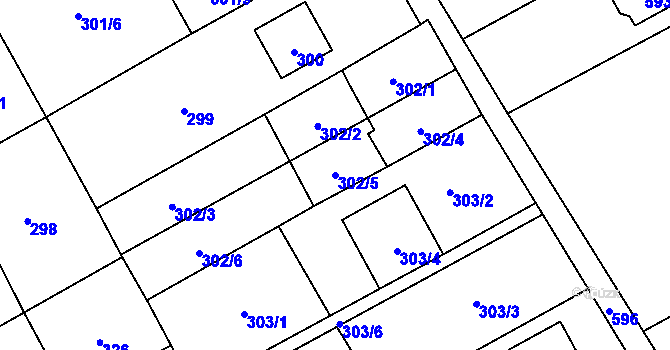 Parcela st. 302/5 v KÚ Ostrovačice, Katastrální mapa
