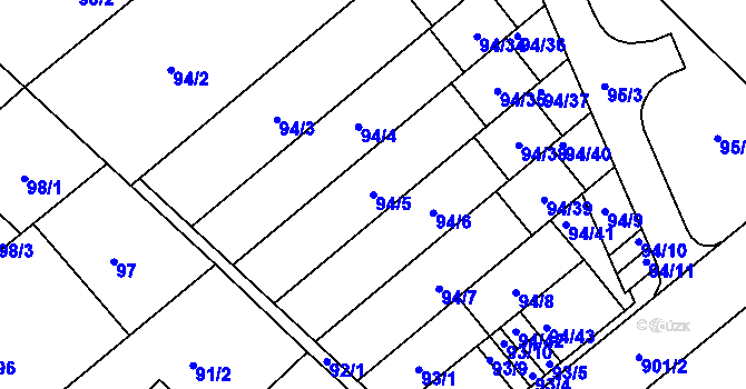 Parcela st. 94/5 v KÚ Ostrovačice, Katastrální mapa