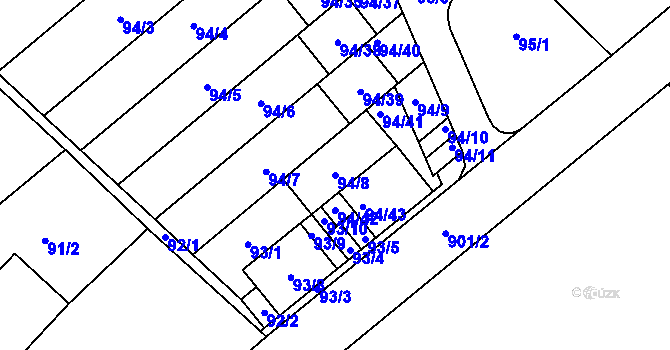 Parcela st. 94/8 v KÚ Ostrovačice, Katastrální mapa