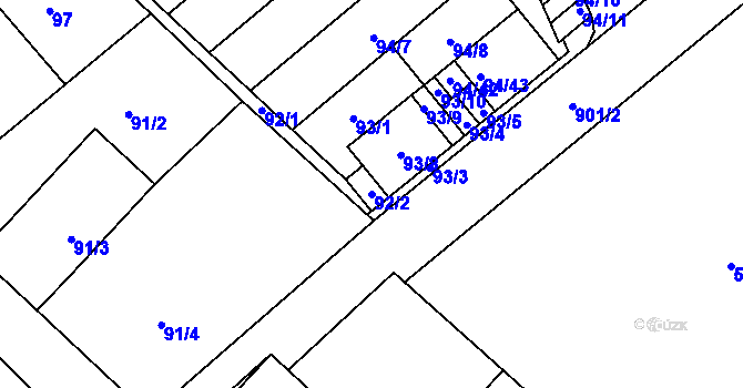 Parcela st. 92/2 v KÚ Ostrovačice, Katastrální mapa