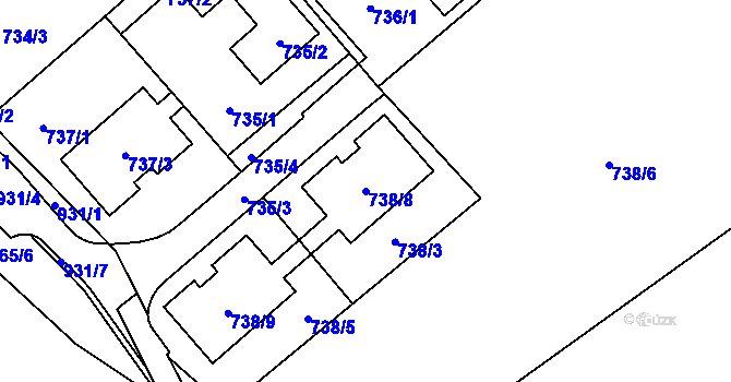 Parcela st. 738/8 v KÚ Ostrovačice, Katastrální mapa