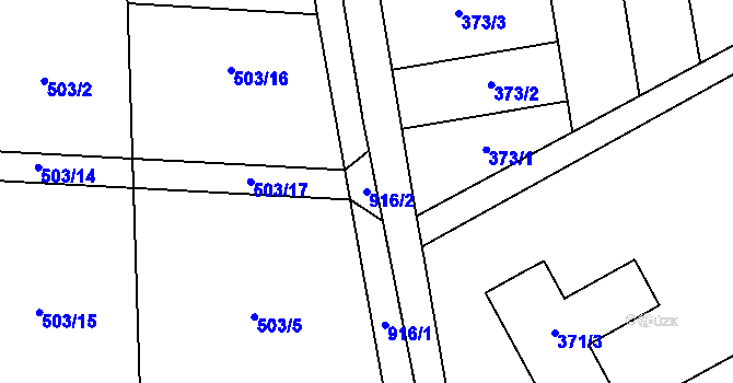 Parcela st. 916/2 v KÚ Ostrovačice, Katastrální mapa