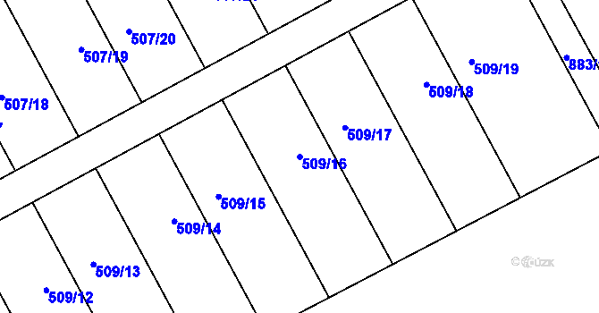 Parcela st. 509/16 v KÚ Ostrovačice, Katastrální mapa